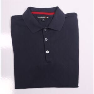 Banana Republic Mad Men Navy Blue Diamond Argyle Textured Polo Shirt Mens Medium